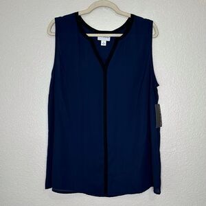 NWT Pure Energy Navy Blue Black Contrast Sleeveless Top